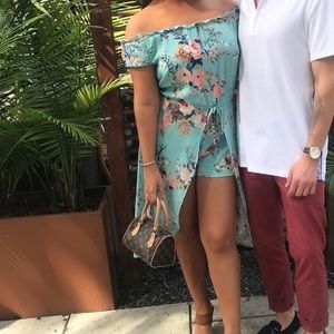 Blue flowered romper